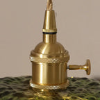 Traditional Vintage Lotus Leaf Glass Brass 1-light Pendant Light for Living Room BulbSquare