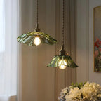 Modern Art Deco Sunflower Copper Glass 1-light Pendant Light for Living Room Lumendat