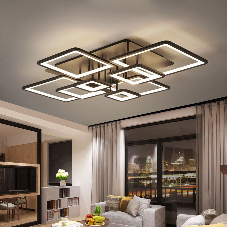 Modern Minimalist Combination Square Hardware Acrylic LED Semi-Flush Mount Ceiling Light For Living Room Lumendat