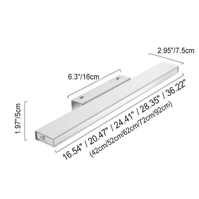 Modern Minimalist Rectangular Column Stainless Steel Anti-Fog Vanity Light LED Wall Sconce Lamp For Bathroom & Living Room