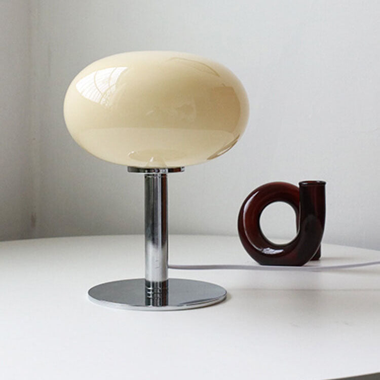 Nordic Vintage Cream Round Glass 1-Light Table Lamp Lumendat