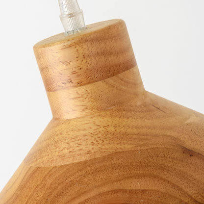 Traditional Japanese Wood Round 1-light Pendant Light for Dining Room