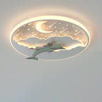 Modern Art Deco Dolphin Round Acrylic Iron LED Flush Mount Ceiling Light for Living Room