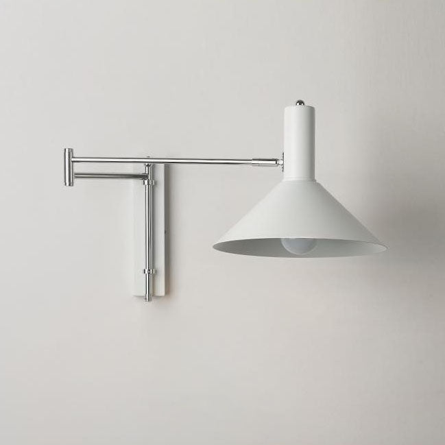 Modern Minimalist Round Tapered Iron 1-Light Retractable Wall Sconce Lamp For Bedroom Lumendat