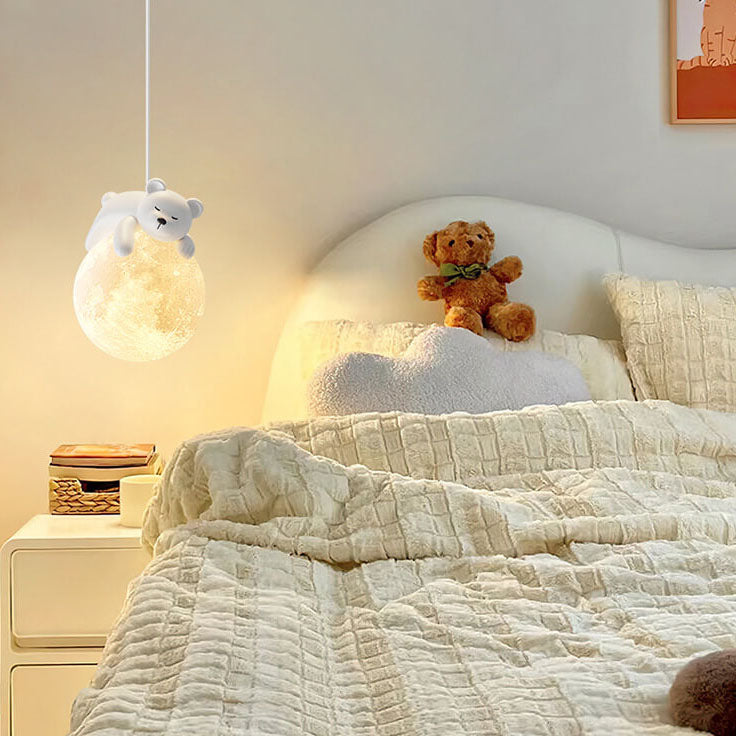 Lumendat Modern Simple Resin Bear Rabbit Decorative Iron 1-Light Pendant Light Lumendat
