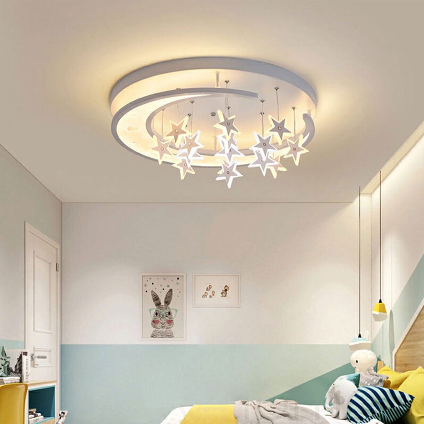 Modern Creative Star Hanging Round LED Flush Mount Ceiling Light