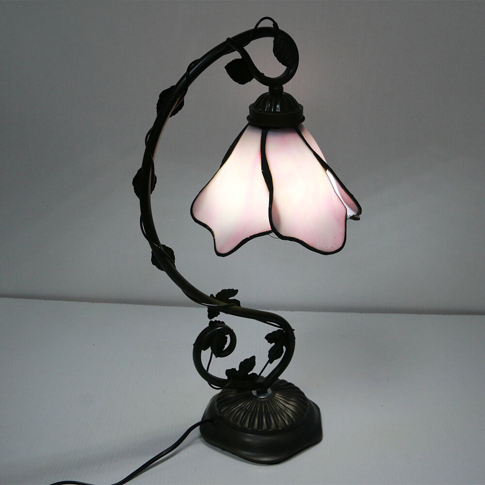 Tiffany Simple Flower Petal Resin Stained Glass 1-Light Table Lamp Lumendat
