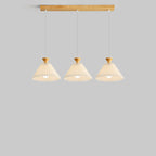 Nordic Wooden Pleated Cone 1/3 Light Island Light Chandelier BulbSquare