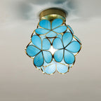 Modern Art Deco Petal Bubble Glass Shade Brass Frame 1-Light Semi-Flush Mount Ceiling Light For Living Room Lumendat