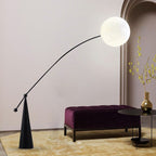 Contemporary Creative Tapered Base Fishing Rod Orb Iron Glass 1-Light Standing Floor Lamp For Living Room Lumendat