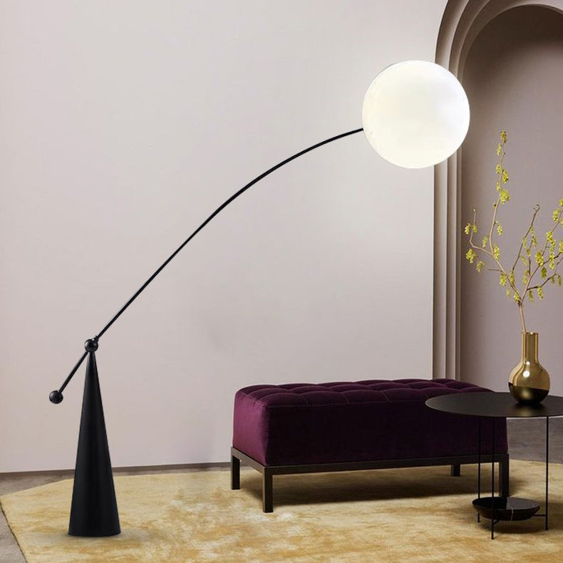 Contemporary Creative Tapered Base Fishing Rod Orb Iron Glass 1-Light Standing Floor Lamp For Living Room Lumendat