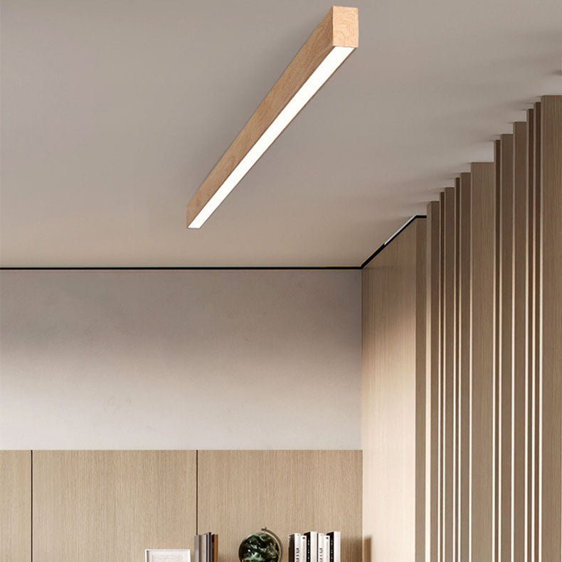 Modern Minimalist Wood Grain Aluminum Strips LED Flush Mount Ceiling Light BulbSquare