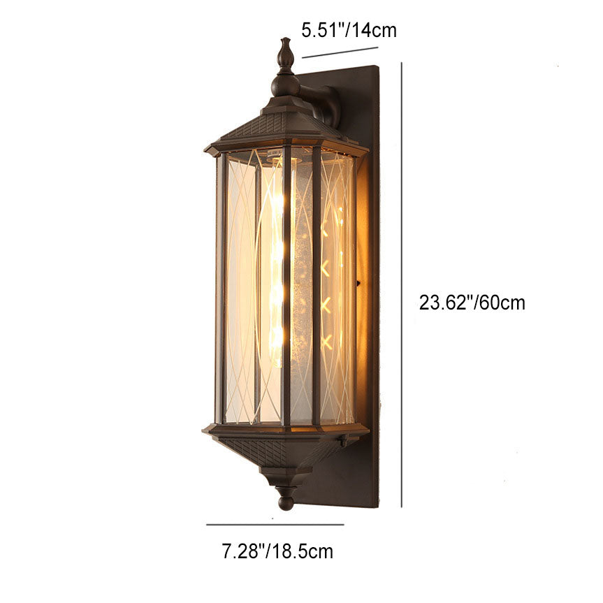 Outdoor Vintage Chinese Transparent Cage 1-Light Waterproof Wall Sconce Lamp Lumendat