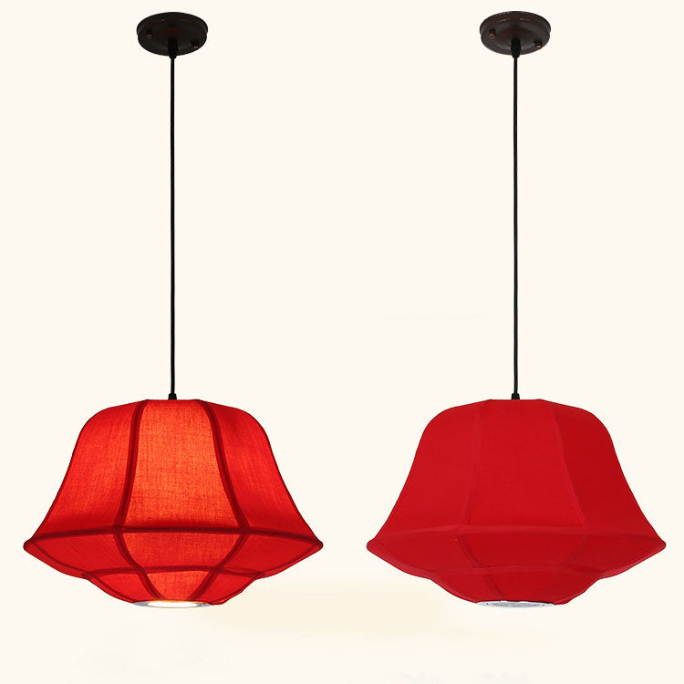 Modern Chinese Iron Sheepskin Oval Lantern 1-light Pendant Light