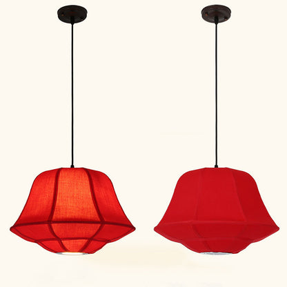 Modern Chinese Iron Sheepskin Oval Lantern 1-light Pendant Light