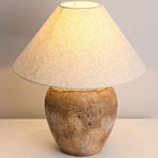Modern Shabby Chic Cone Fabric Ceramic Jar 1-Light Table Lamp For Bedroom Lumendat