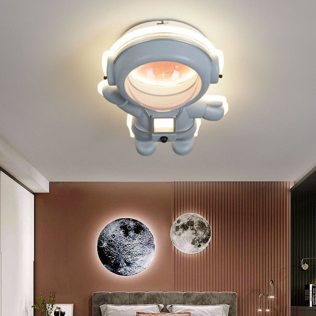 Lumendat Contemporary Creative Kids Metal Acrylic Resin Astronaut Flush Mount Ceiling Light For Bedroom Lumendat