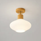 Nordic Log Striped Glass Oval 1-light Semi-flush Mount Ceiling Light BulbSquare