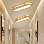 Nordic Minimalist Solid Wood Acrylic Ring LED Flush Mount Ceiling Light BulbSquare