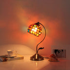 European Vintage Tiffany Round Head Glass Hardware 1-Light Table Lamp Lumendat