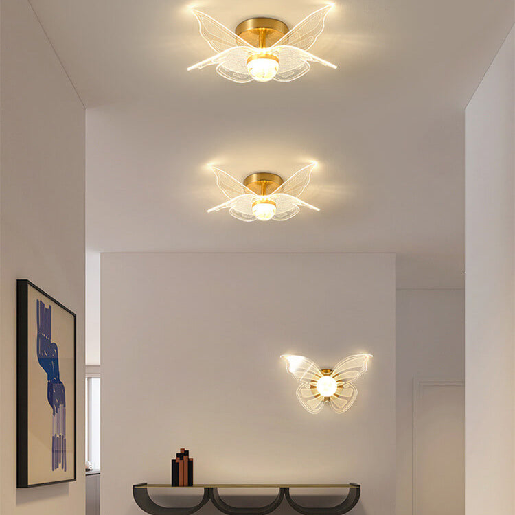 Creative Gold Double Layer Overlap Design LED Semi-flush Mount Light