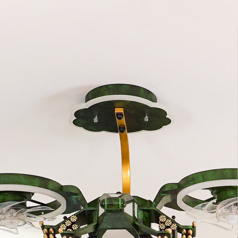 Lumendat Modern Children's Helicopter Hardware Acrylic LED Semi-Flush Mount Ceiling Fan Light Lumendat