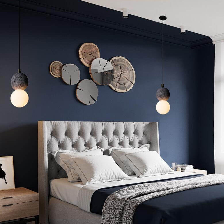 Contemporary Scandinavian Orb Terrazzo 1-light Pendant Light for Bedroom BulbSquare