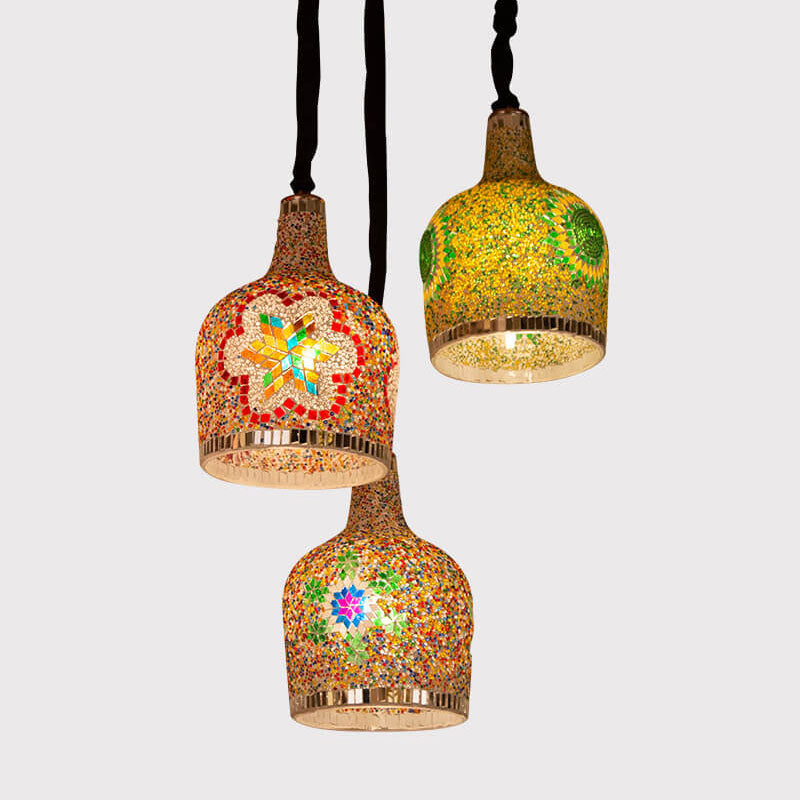 Modern Creative Stained Glass Bottle 1-light Pendant Light BulbSquare