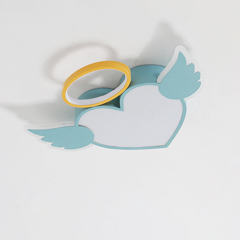 Lumendat Contemporary Creative Kids Love Wings Iron Aluminum Acrylic Silicone LED Flush Mount Ceiling Light For Bedroom Lumendat