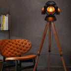Industrial Vintage Solid Wood Iron Photographer Tripod 1-Light Standing Floor Lamp Lumendat