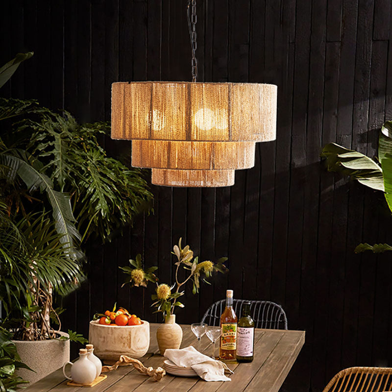 Contemporary Boho Iron Twine Round 3-light Pendant Light for Dining Room