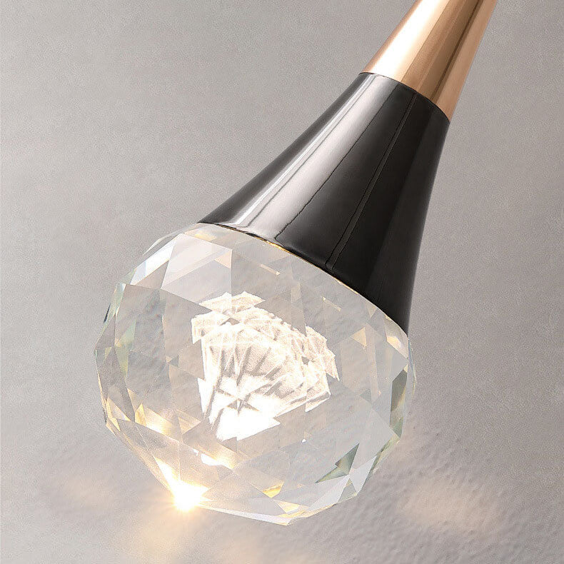 Light Luxury Minimalist Crystal Metal Pillar LED Pendant Light