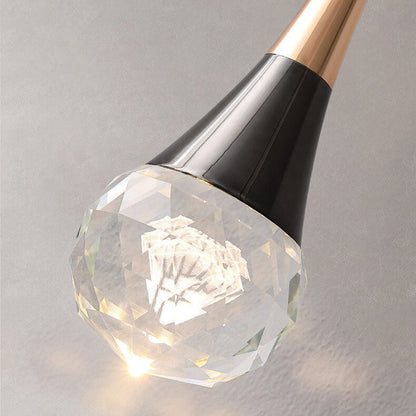 Light Luxury Minimalist Crystal Metal Pillar LED Pendant Light