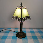 European Vintage Tiffany Square Stained Glass Iron 1-Light Table Lamp Lumendat
