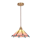 Vintage Tiffany Stained Glass Umbrella Shape 1-light Pendant Light BulbSquare