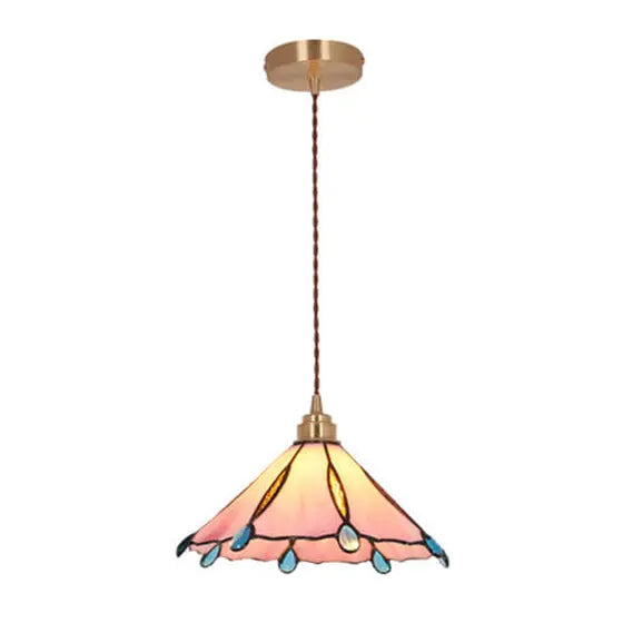 Vintage Tiffany Stained Glass Umbrella Shape 1-light Pendant Light BulbSquare