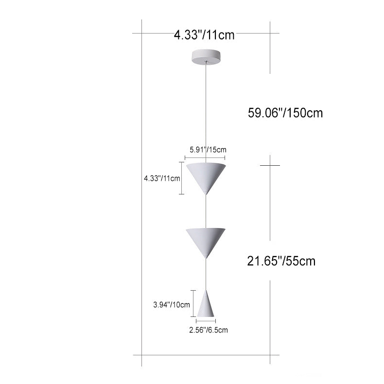Modern Minimalist Cone Iron Aluminum Acrylic LED Pendant Light for Bedroom