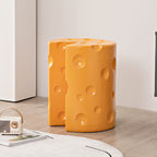 Lumendat Contemporary Creative Kids Round Cylinder Cheese Resin Side Table For Bedroom Lumendat
