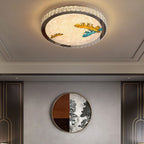 Modern Luxury Enamel Crystal Round LED Flush Mount Ceiling Light Lumendat