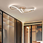 Modern Minimalist Spiral Twisted Aluminum Silicone LED Semi-flush Mount Ceiling Light for Bedroom