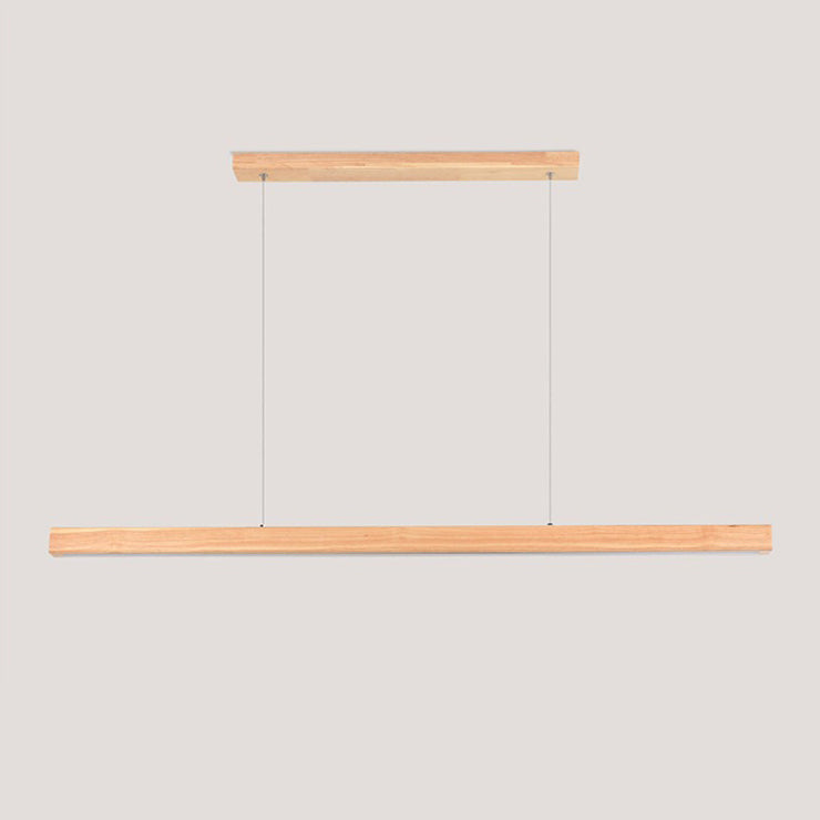 Contemporary Nordic Rubber Wood Acrylic Strip LED Island Light Chandelier for Dining Room