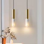 Contemporary Nordic Marble Terrazzo Column Metal 1-Light Pendant Light for Living Room Lumendat
