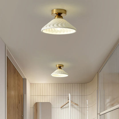 Modern Light Luxury Ceramic Disc 1-light Semi-flush Mount Lighting
