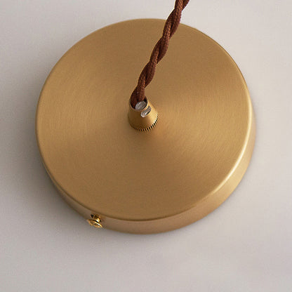Modern Simplicity Ribbed Glass Semicircle Shade Copper 1-light Pendant Light for Living Room
