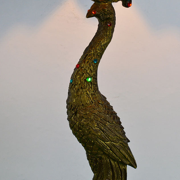 Vintage Tiffany Peacock Gem Dome Glass Resin 1-Light Table Lamp Lumendat