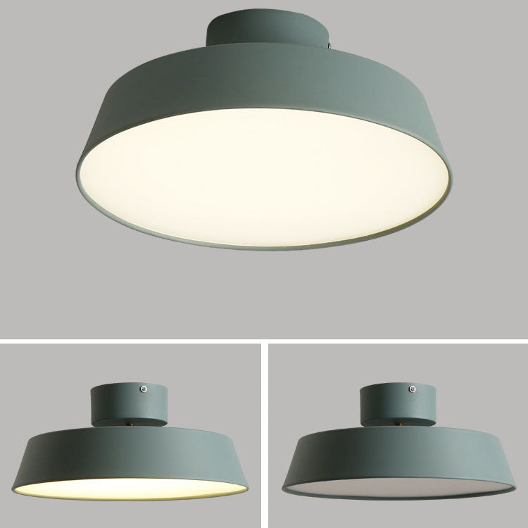 Nordic Minimalist Round Pot Iron LED Flush Mount Ceiling Light BulbSquare