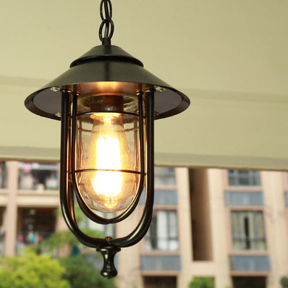 Industrial Vintage Aluminum Cage Glass 1-light Outdoor Waterproof Pendant Light