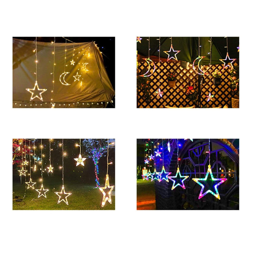 LED Solar Star Moon Curtain Light Christmas Outdoor Patio Decorative Camping String Lights Lumendat
