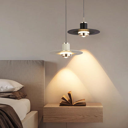 Modern Minimalist Cylinder Flying Saucer Metal LED Pendant Light for Living Room
