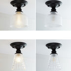 Nordic Vintage Glass Floral Round Geometry 1-Light Semi-Flush Mount Ceiling Light Lumendat